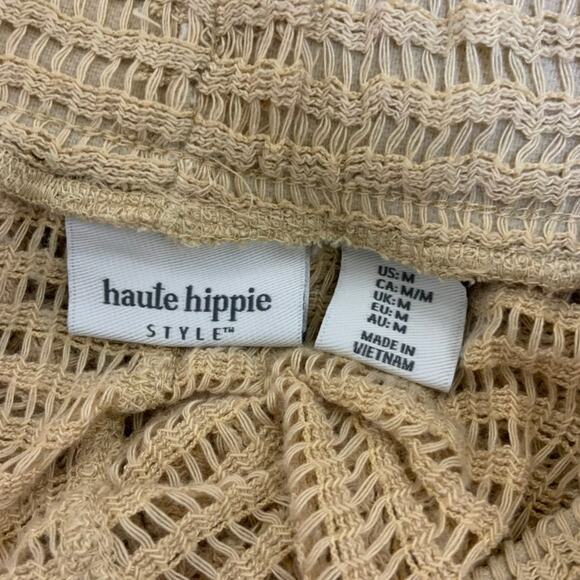 Haute Hippy Crochet Wide Leg Beach Cover Up Pants Tan Women's Size Medium - Picture 3 of 4